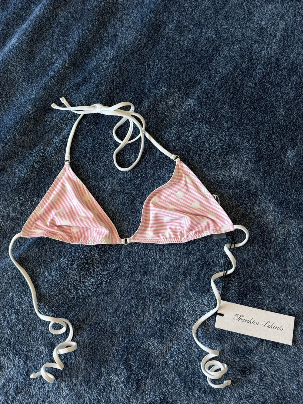 NWT Frankies Bikinis Pink Striped & Floral Triangle Bikini in Sprinkles👙🧁🌸🩷🤍